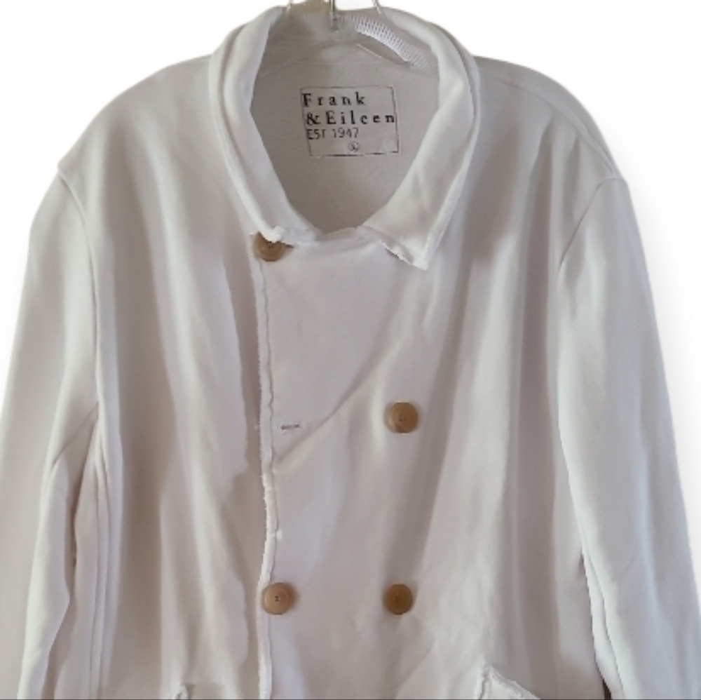 Frank & Eileen Belfast Triple Fleece Sweatshirt Peacoat  White Jacket - Picture 4 of 17